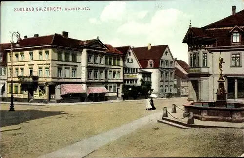 Ak Bad Salzungen in Thüringen, Marktplatz, Apotheke, Brunnen