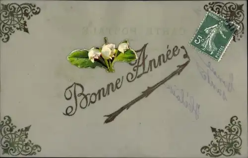 Zelluloid Ak Glückwunsch Neujahr, Blumen, Maiglöckchen