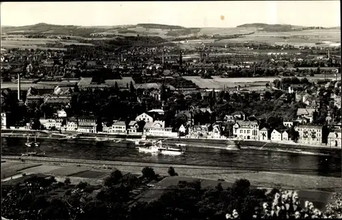 Ak Dresden Laubegast, Blick vom Staffelstein auf den Ort, Schiffe