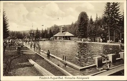 Ak Dresden Klotzsche Königswald, Friedrich-August-Bad, Schwimmbassin