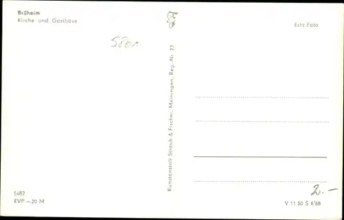 Ak Brüheim Thüringen, Kirche und Gasthaus