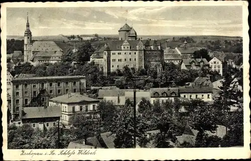 Ak Zschopau im Erzgebirge Sachsen, Blick über die Stadt, Schloss Wildeck, Kirche