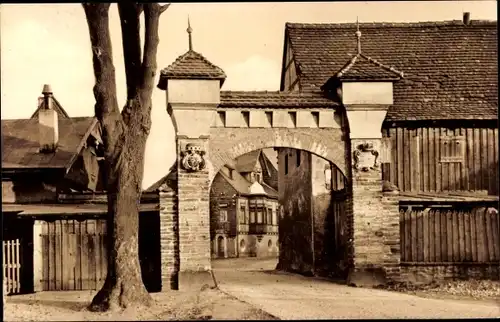 Ak Grüntal Olbernhau im Erzgebirge Sachsen, Blick durch das Stadttor