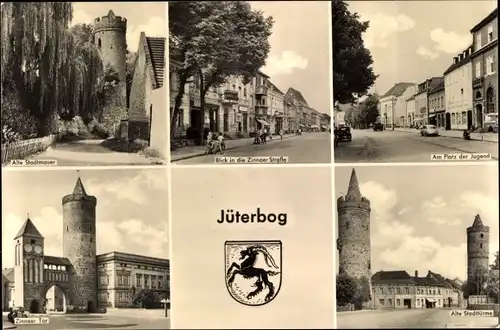 Ak Jüterbog in Brandenburg, Wwappen, Alte Stadttürme, Am Platz der Jugend, Alte Stadtmauer