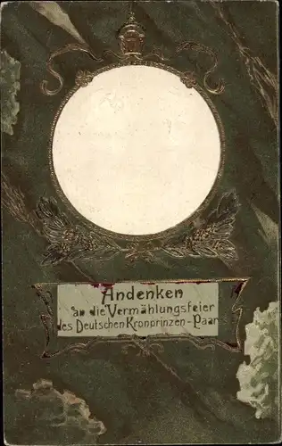 Präge Passepartout Ak Vermählung Kronprinzenpaar, Kronprinz Wilhelm von Preußen, Cecilie