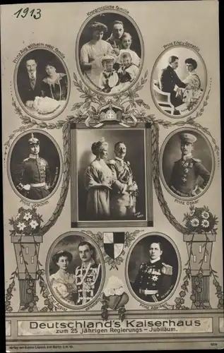 Ak Deutschlands Kaiserhaus unter Wilhelm II., Kronprinzenfamilie, Prinzen, 25. Regierungsjubiläum