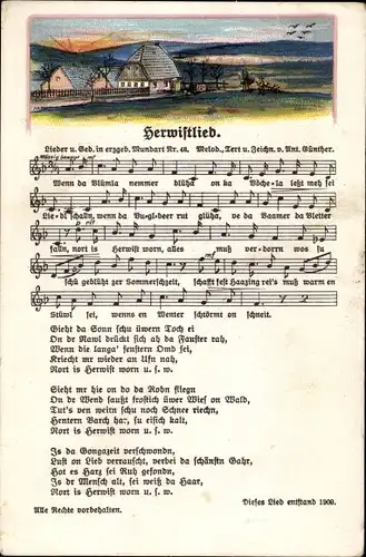 Lied Ak Günther, Anton, Herwistlied, Erzgebirgische Mundart No. 48