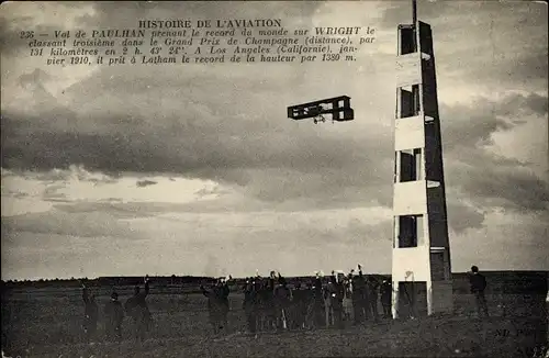 Ak Aviation, Vol de Paulhan prenant le record du monde sur Wright, Grand Prix de Champagne