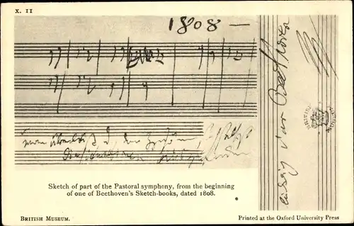 Lied Ak Sketch of part of the Pastoral symphony, Beethoven's Sketch books 1808