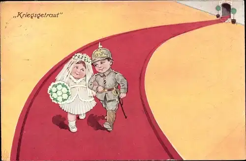 Künstler Ak Scheuermann, Willi, Kriegsgetraut, Soldat mit Braut