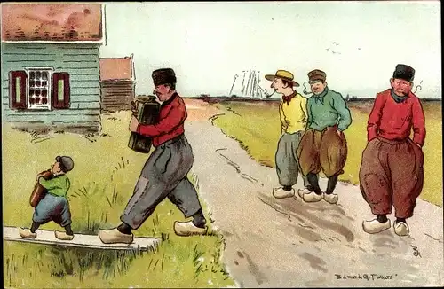 Künstler Ak Fuller, Edmond G., Männer und Junge in niederländischen Trachten