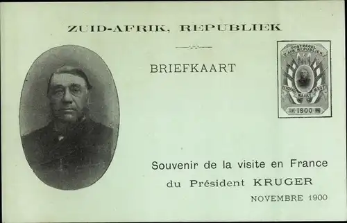 Ak Paul Kruger, Präsident, Transvaal, Südafrika, Ohm Krüger, Souvenir de la visite en France 1900