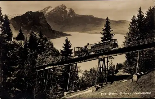 Ak Kanton Schwyz, Rigibahn, Schnurtobelbrücke