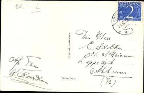 Ak Dinteloord Nordbrabant, Gemeentehuis en Ned. Herv. Kerk