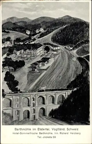 Ak Jocketa Barthmühle Pöhl im Vogtland, Viadukt im Elstertal