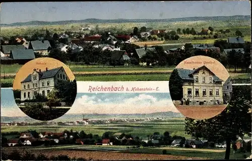 Ak Reichenbach Callenberg in Sachsen, Gasthof, Schule, Ortsansichten