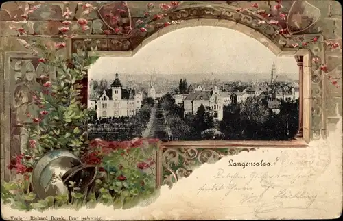 Präge Passepartout Ak Bad Langensalza in Thüringen, Blick auf den Ort