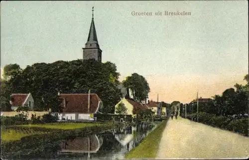 Ak Breukelen Utrecht, Straßenpartie im Ort, Kirchturm, Fluss