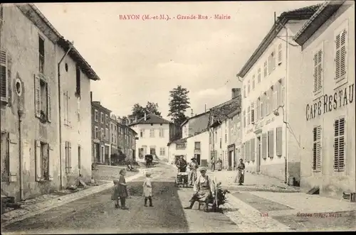 Ak Bayon Meurthe et Moselle Lothringen Elsaß, Grande Rue, Mairie