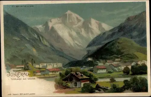 Litho Interlaken Kanton Bern Schweiz, Panorama, Jungfrau