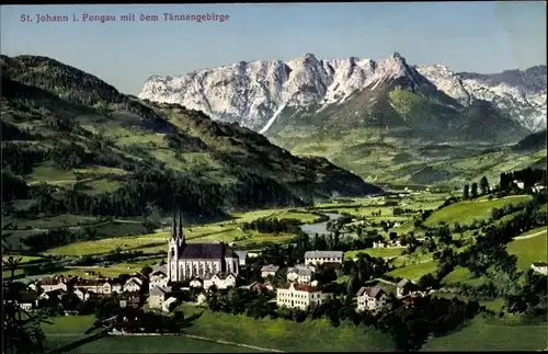 Ak Sankt Johann im Pongau in Salzburg, Ort mit dem Tännengebirge