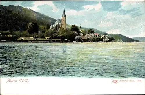 Ak Maria Wörth am Wörthersee Kärnten, Teilansicht mit Kirche