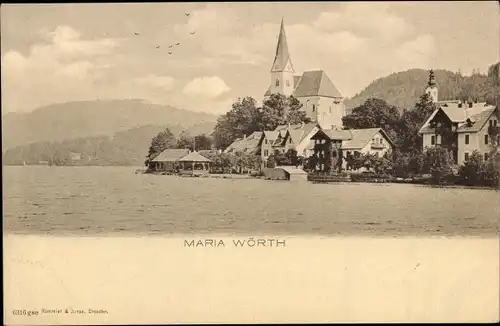 Ak Maria Wörth am Wörthersee Kärnten, Teilansicht mit Kirche