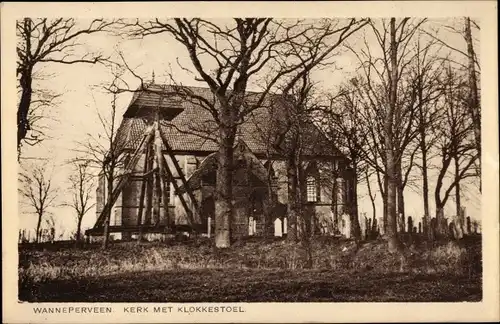 Ak Wanneperveen Overijssel, Kerk met Klokkestoel