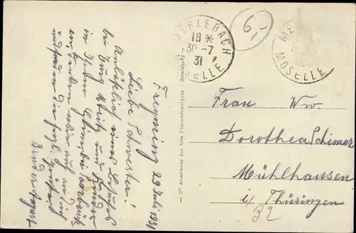 Ak Freyming Merlebach Moselle, Rue Marechal Foch, Tankstelle