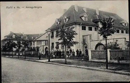 Ak Kehl am Rhein, Straßenpartie am Amtsgefängnis, Häftlinge