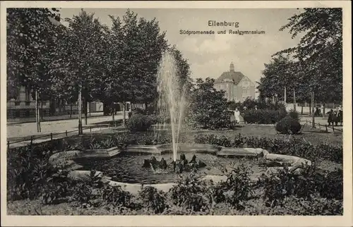 Ak Eilenburg an der Mulde, Südpromenade und Realgymnasium