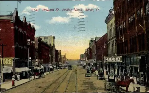 Ak Akron Ohio USA, Howard St., looking North