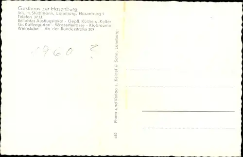 Ak Lüneburg in Niedersachsen, Gasthaus zur Hasenburg