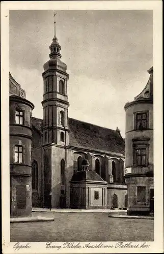 Ak Opole Oppeln Schlesien, Evang. Kirche, Blick vom Rathaus