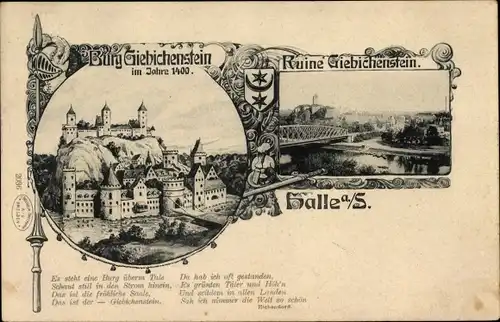 Ak Giebichenstein Halle an der Saale, Burg im Jahre 1400, Burgruine