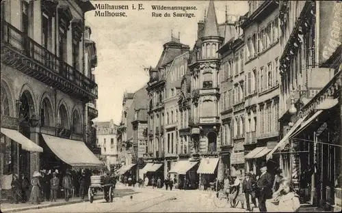 Ak Mulhouse Mülhausen Elsass Haut Rhin, Wildemannsgasse