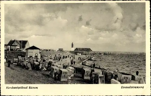 Ak Nordseebad Büsum, Strandpartie, Leuchtturm