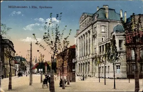 Ak Mulhouse Mülhausen Elsass Haut Rhin, Sparkasse