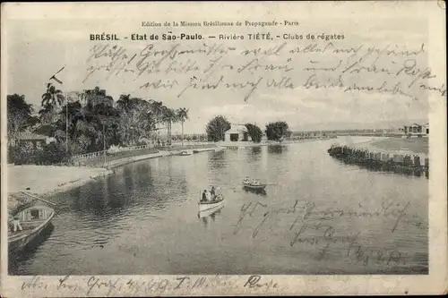 Ak São Paulo Brasilien, Riviere Tete, clubs de regates