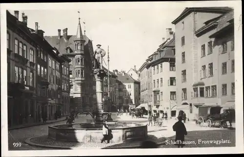 Ak Schaffhausen am Rhein Schweiz, Partie am Fronwagplatz, Brunnen