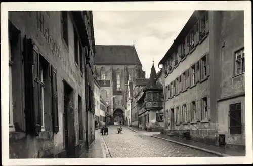 Ak Rothenburg ob der Tauber Mittelfranken, Klingengasse und Feuerleinserker, Metzgerei