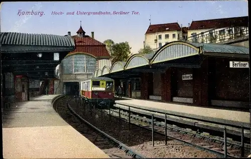 Ak Hamburg Mitte St. Georg, Hoch und Untergrundbahn, Bahnhof Berliner Tor, Gleisseite