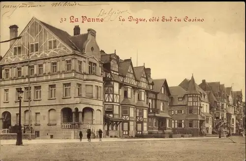 Ak La Panne Westflandern, La Digue, côte Sud du Casino