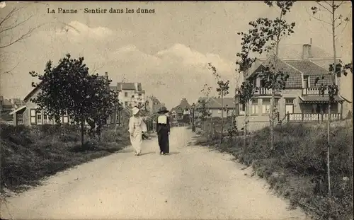 Ak La Panne Westflandern, Sentier dans les dunes