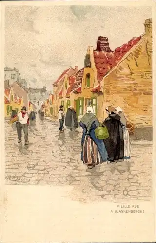 Künstler Ak Blankenberghe Blankenberge Westflandern, Vieille Rue