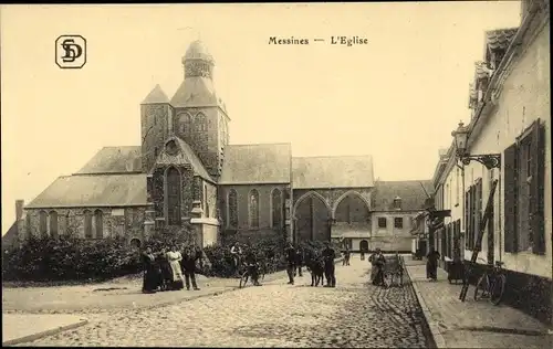 Ak Messines Mesen Westflandern, vue générale de l'Eglise