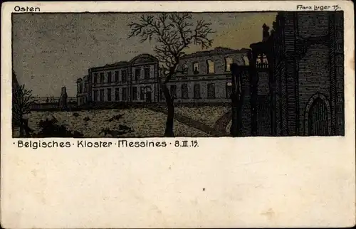 Künstler Ak Franz Luger, Messines Mesen Westflandern, Belgisches Kloster