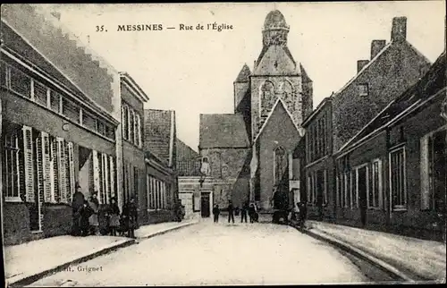 Ak Messines Mesen Westflandern, Rue de l'Eglise