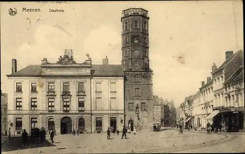 Ak Menen Lys Westflandern, Stadhuis, Platz, Rathaus