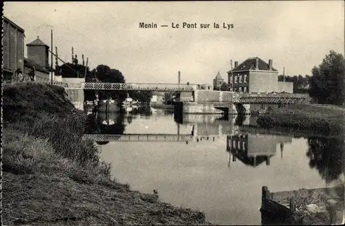 Ak Menin Menen Meenen Lys Westflandern, Le Pont sur la Lys